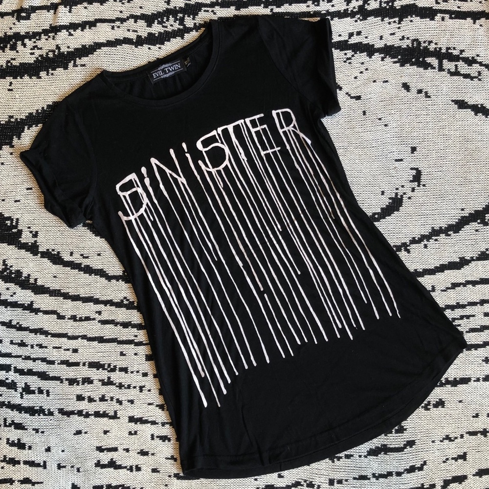 SINISTER by Evil Twin t shirt Alternative Dark Alt Emo Punk
